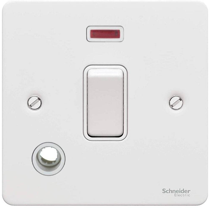 Schneider Ultimate Flat Plate White Metal 20A Double Pole Switch Flex & Neon GU2214WPW