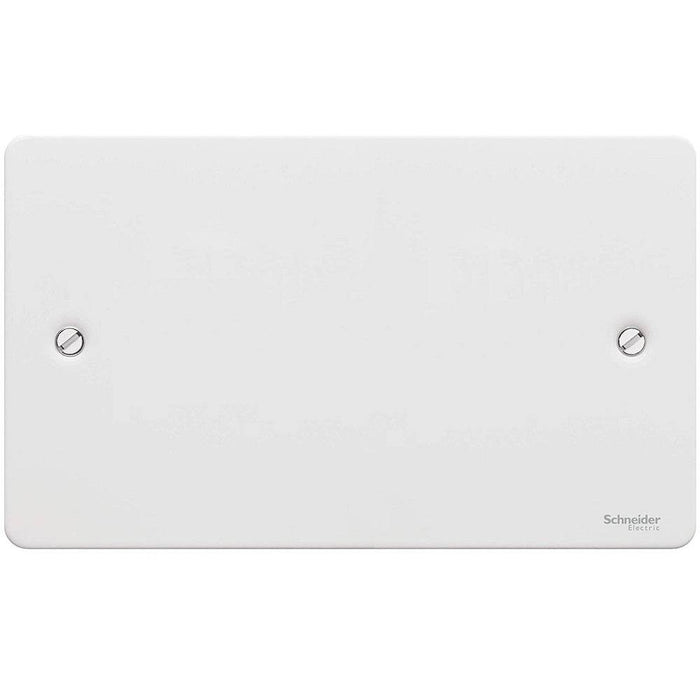 Schneider Ultimate Flat Plate White Metal Double Blank Plate GU8220PW