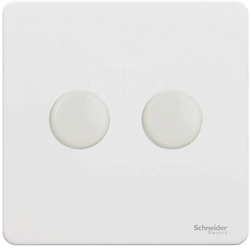Schneider Ultimate Screwless White Metal 2G 2W LED 100W Dimmer Switch GU6422LMPW Available from RS Electrical Supplies