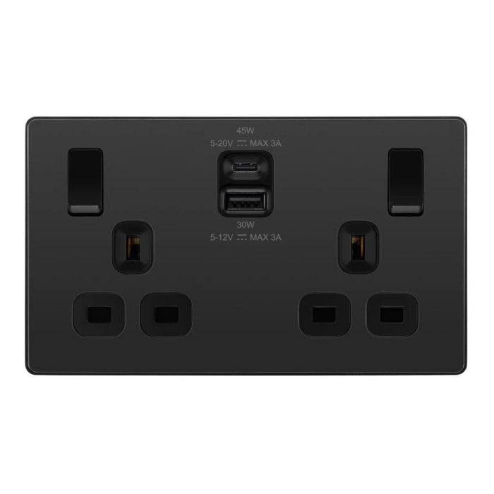 BG Evolve Matt Black USB Sockets