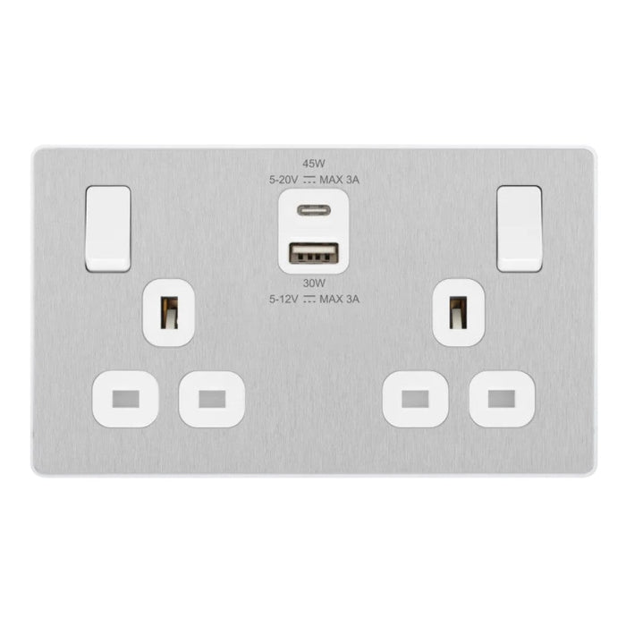 BG Evolve Brushed Steel USB Sockets