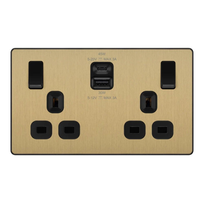 BG Evolve Satin Brass USB Sockets