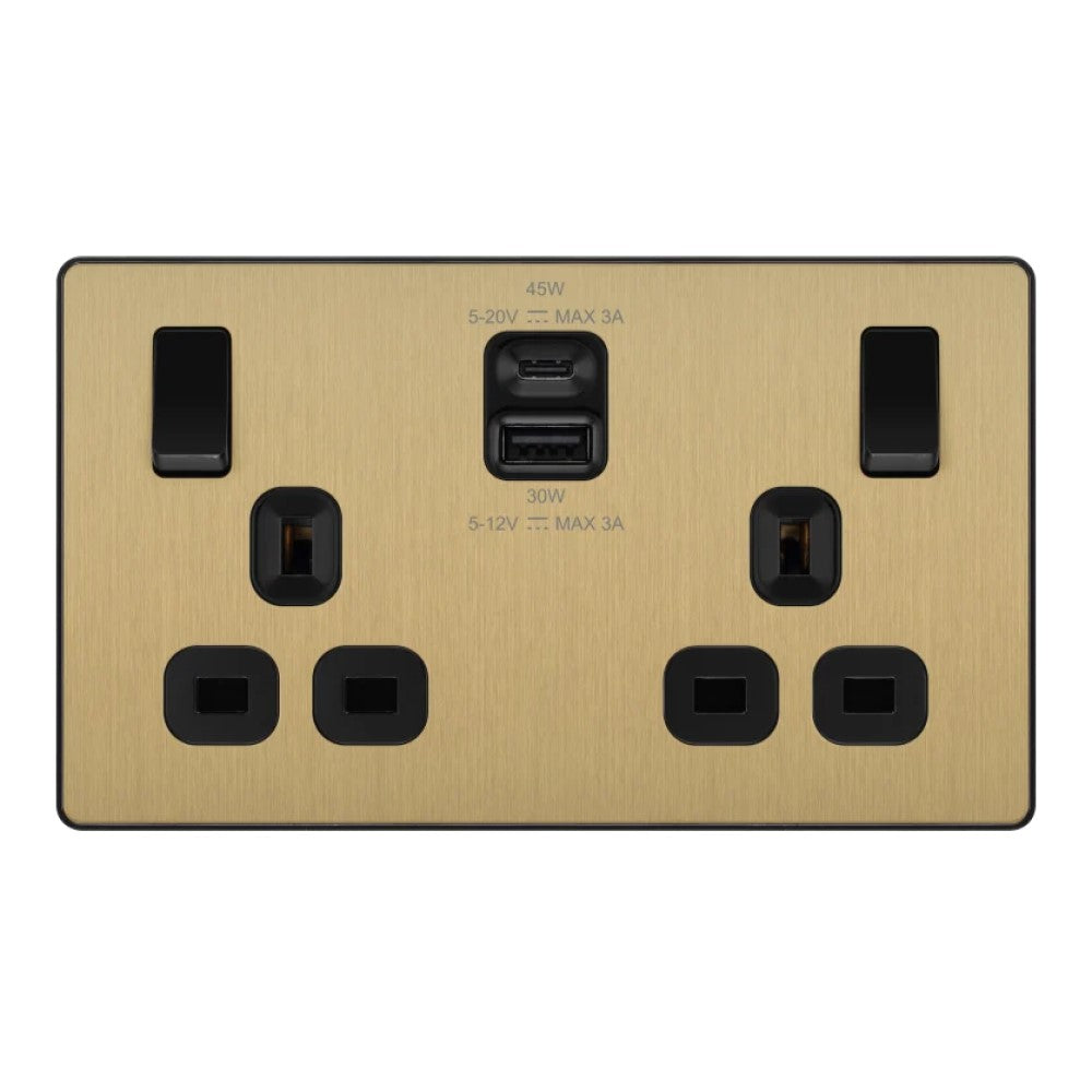 Ubbc Socket BG Evolve Satin Brass USB Sockets | RS Electrical Supplies