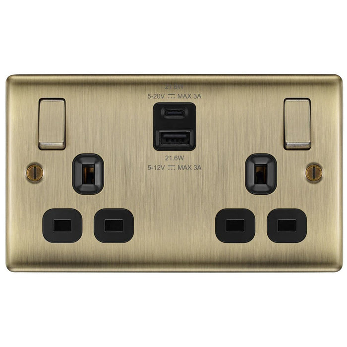 BG Nexus Metal Antique Brass USB Sockets
