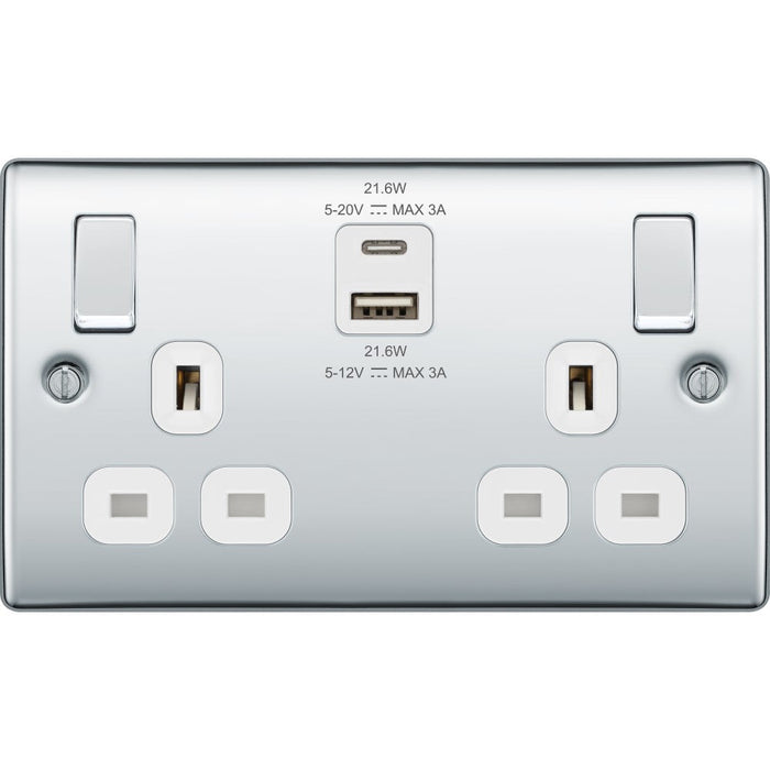 BG Nexus Metal Polished Chrome USB Sockets