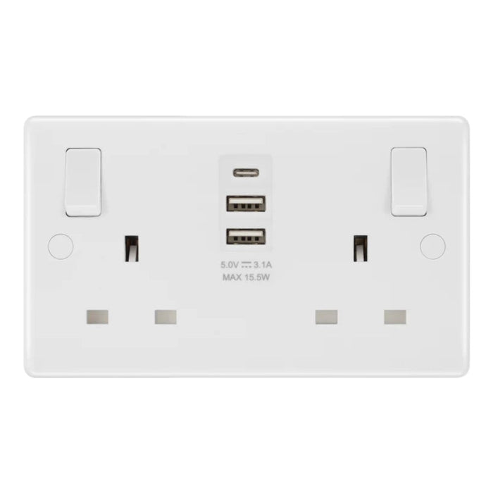 BG Moulded PVC White Moulded USB Sockets