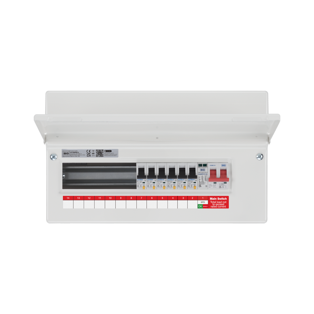 BG Circuit Protection Main Switch Consumer Unit SPD with RCBOs available from RS Electrical Supplies