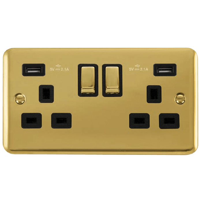 Click Deco Plus Polished Brass Black inserts USB Sockets