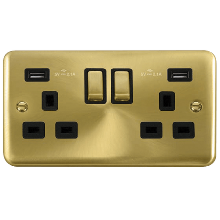 Click Deco Plus Satin Brass Black inserts USB Sockets