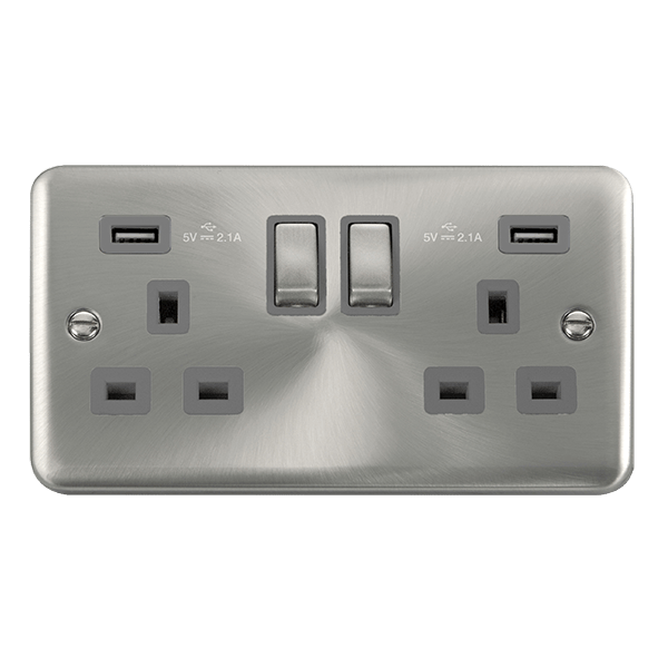 Click Deco Plus Satin Chrome Grey inserts USB Sockets