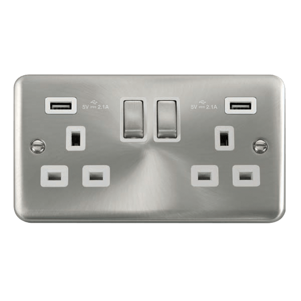 Click Deco Plus Satin Chrome White inserts USB Sockets
