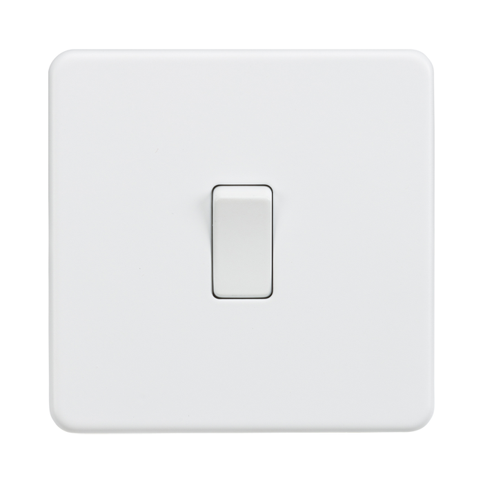 Knightsbridge Screwless Matt White Metal Intermediate Switches