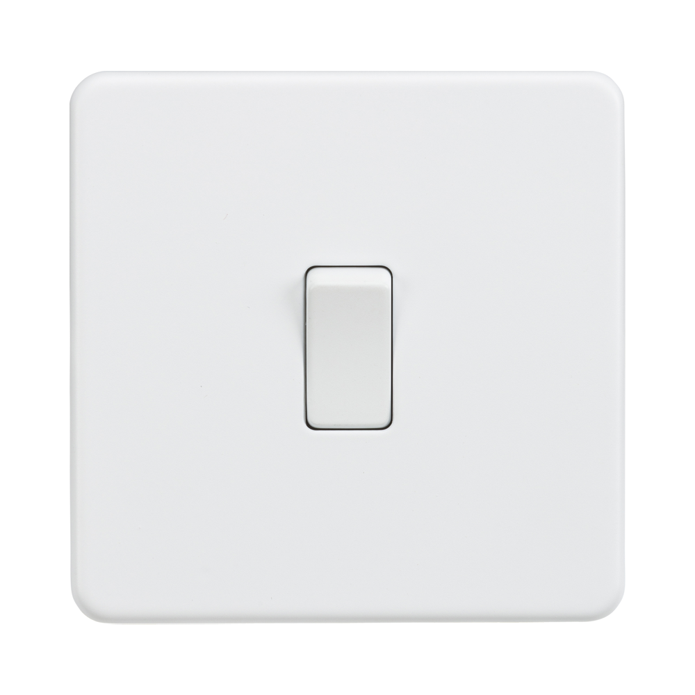 Knightsbridge Screwless Matt White Metal Intermediate Switches available from RS Electrical Supplies