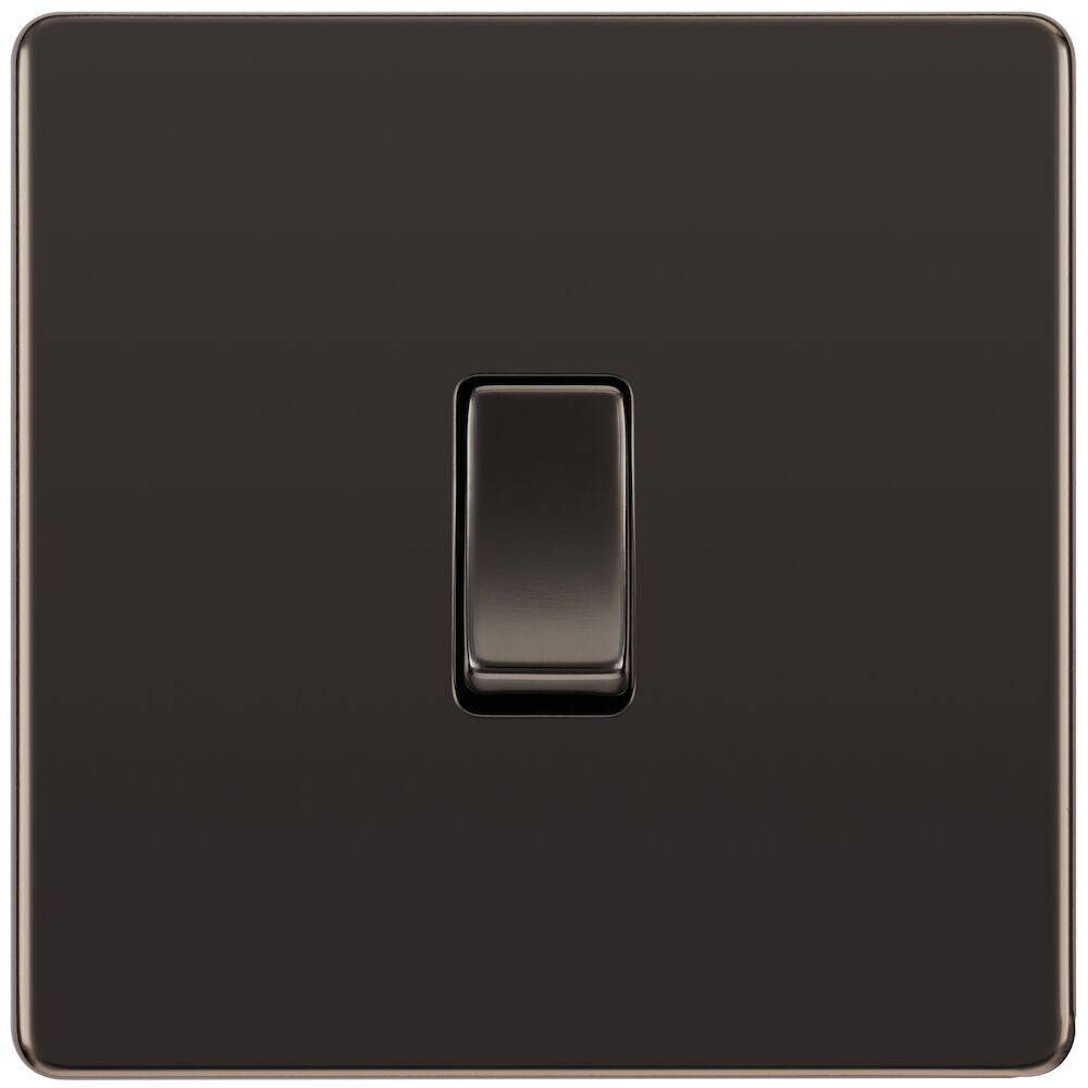 BG Flatplate Screwless Black Nickel Light Switches available from RS Electrical Supplies
