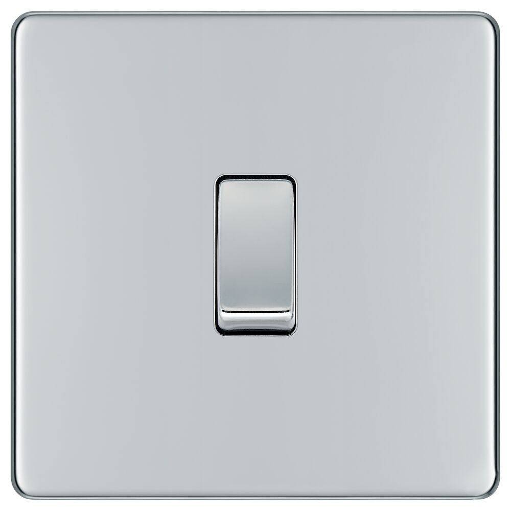BG Flatplate Screwless Polished Chrome Light Switches available from RS Electrical Supplies