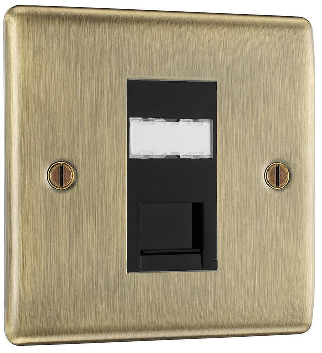 BG Nexus Metal Antique Brass RJ45 Cat6 Data Outlet NABRJ4516B – left view