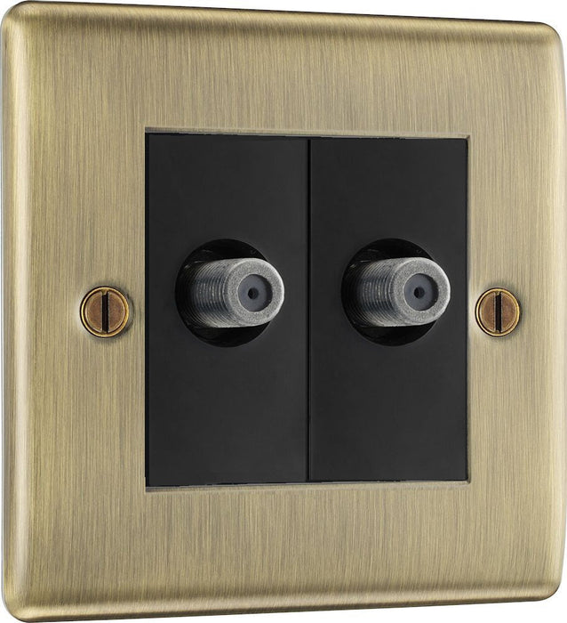 BG Nexus Metal Antique Brass Double Satellite Socket NAB642B – left view