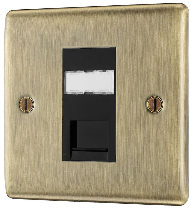 BG Nexus Metal Antique Brass RJ45 Cat6A Data Outlet NABRJ4516AB – right view