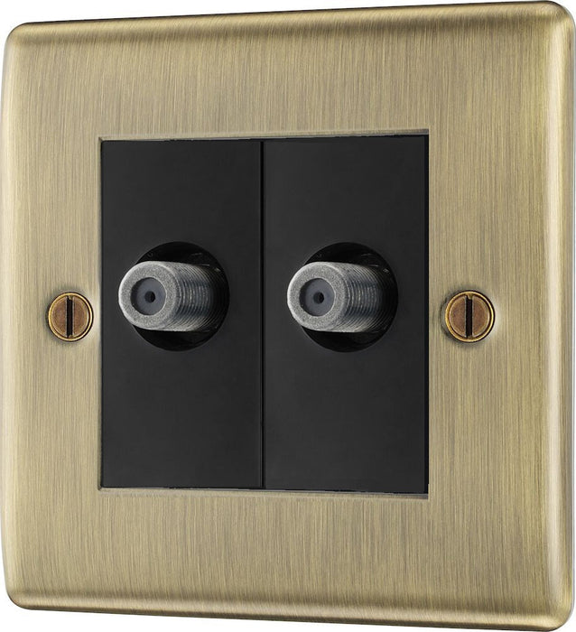 BG Nexus Metal Antique Brass Double Satellite Socket NAB642B – right view