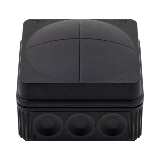 Wiska 108 Combi Empty Enclosure Black 76 x 76 x 51mm 10061999 - front view