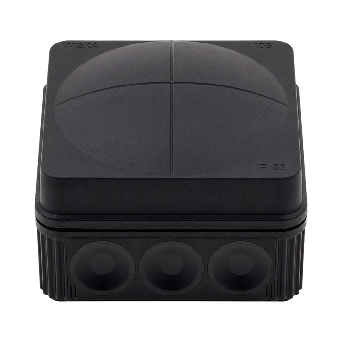 Wiska 108 Combi Empty Enclosure Black 76 x 76 x 51mm 10061999 - front view