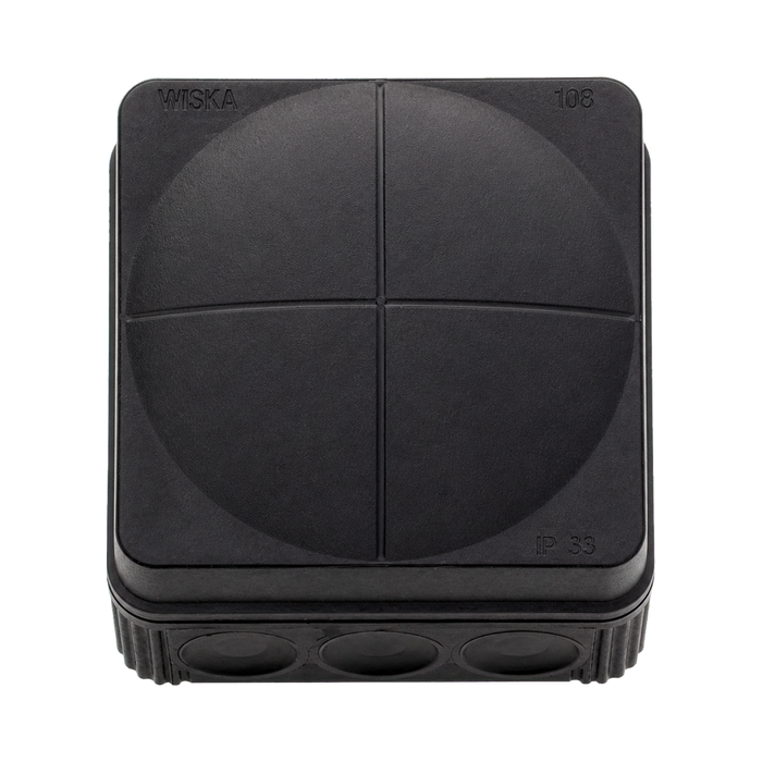 Wiska 108 Combi Empty Enclosure Black 76 x 76 x 51mm 10061999 - angled view
