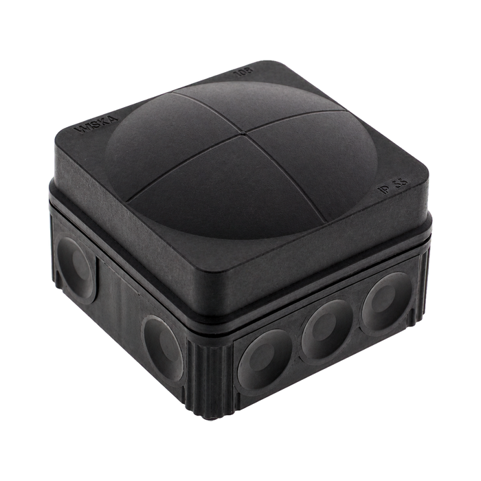 Wiska 108 Combi Empty Enclosure Black 76 x 76 x 51mm 10061999 - side view