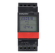 SANGAMO 72112 digital timer relay module with a black plastic housing, a red accent band, and a backlit LCD display showing time and settings.