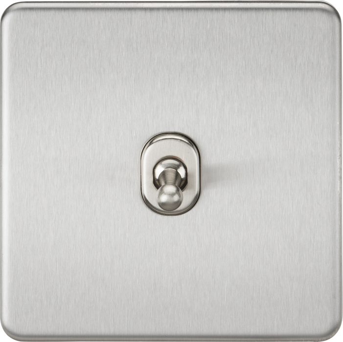 Knightsbridge Screwless Brushed Chrome 1G 2W Toggle Switch SF1TOGBC