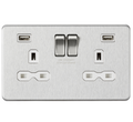 Knightsbridge 2G 13A Switched Socket With Dual USB Charger Brushed Chrome SFR9224BCW