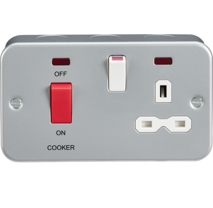 Knightsbridge DP Cooker Switch 13A Switched Socket With Neons, Metal Clad MR8333N