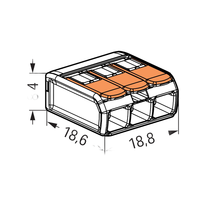 WAGO 221-413 connector – dimensions