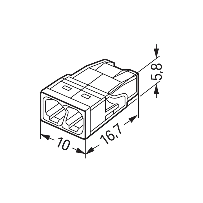 WAGO 2273-202 push-wire connector – dimensions