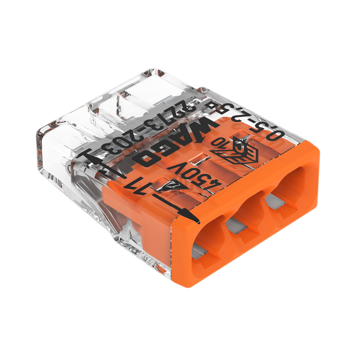 WAGO 2273-203 push-wire connector – alternate angled view