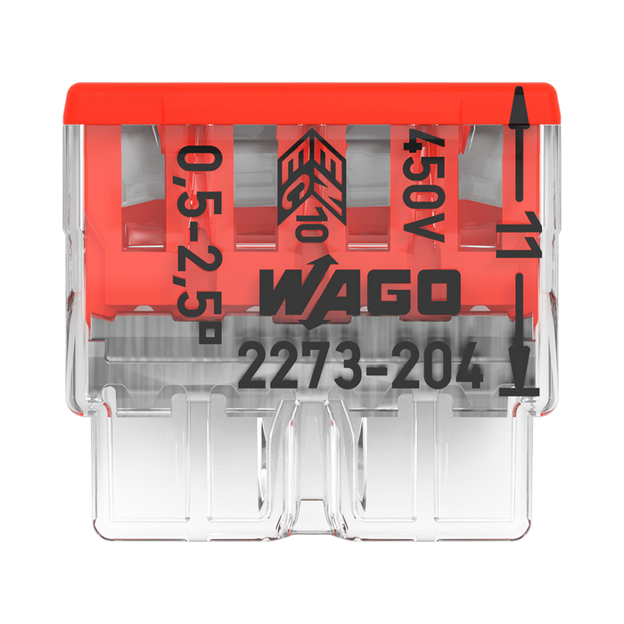 WAGO 2273-204 push-wire connector – markings detail