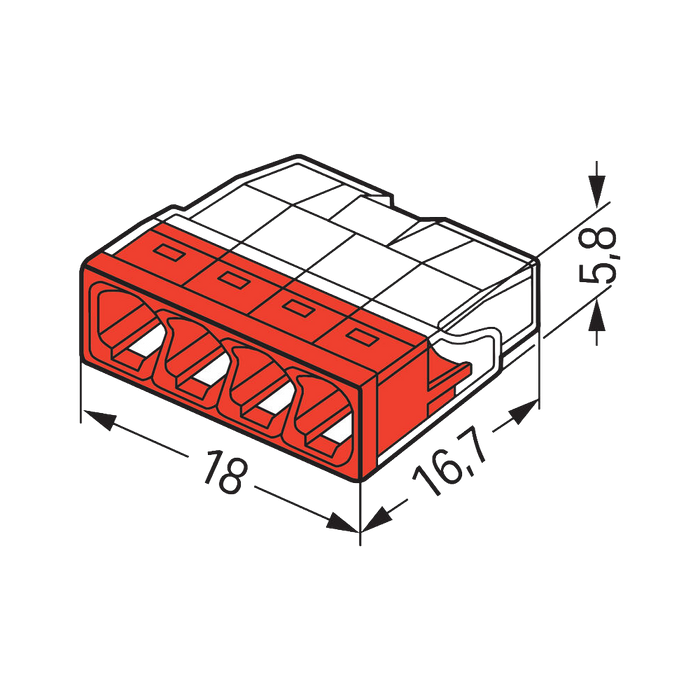 WAGO 2273-204 push-wire connector – dimensions