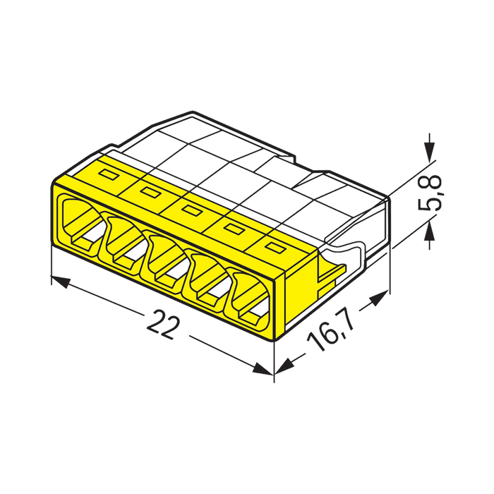 WAGO 2273-205 push-wire connector – dimensions