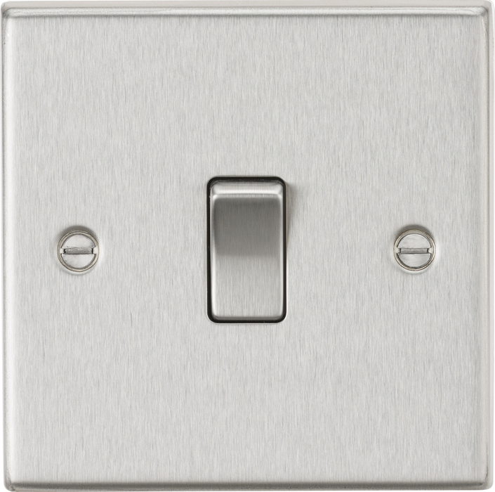 Knightsbridge Raised Plate Brushed Chrome 1G 2W Light Switch CS2BC