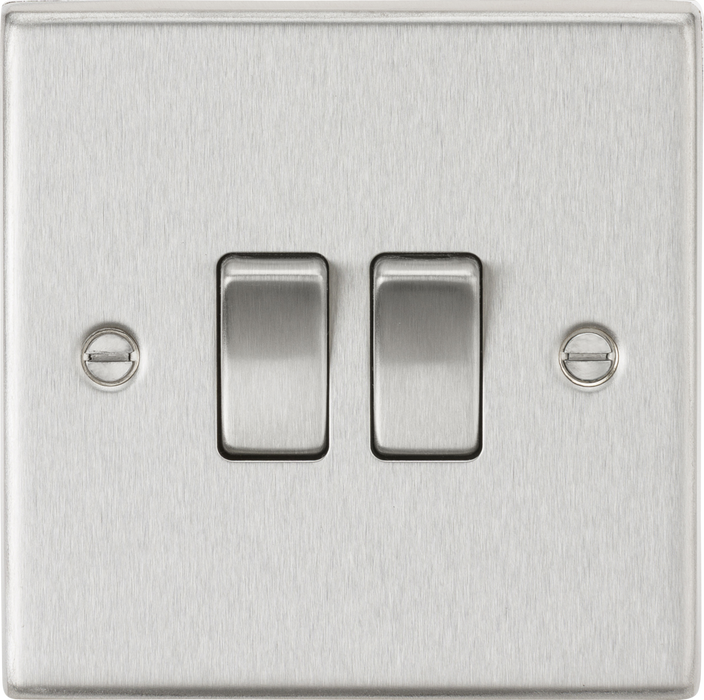 Knightsbridge Raised Plate Brushed Chrome 2G 2W Light Switch CS3BC