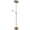 Gold floor lamp with reading light on a white background