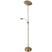 Gold floor lamp with reading light on a white background
