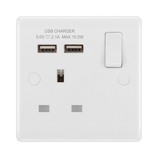 BG White Moulded 13A Single USB Socket 821U2 available from RS Electrical Supplies