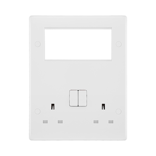 BG White Moulded 13A Double Socket with 4G Euro Plate 822EM4 available from RS Electrical Supplies