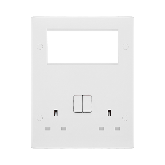 BG White Moulded 13A Double Socket with 4G Euro Plate 822EM4 available from RS Electrical Supplies