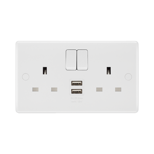 BG White Moulded 13A Double USB Socket with A Ports 822UAA12 available from RS Electrical Supplies