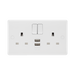 BG White Moulded 13A Double USB Socket with A Ports 822UAA12 available from RS Electrical Supplies