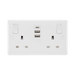 BG White Moulded 13A Double USB Socket with 15W A+C Ports 822UAAC15 available from RS Electrical Supplies