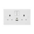 BG White Moulded 13A Double USB Socket with 12W A+C Ports 822UAC12 available from RS Electrical Supplies