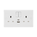BG White Moulded 13A Double USB Socket with 12W A+C Ports 822UAC12 available from RS Electrical Supplies