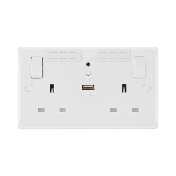 BG White Moulded Wi-Fi Extender USB Socket 822UWR available from RS Electrical Supplies